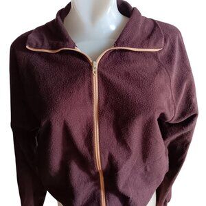 Vintage Women's Track Jacket 1970's Jogger King Brown Velour Zip-Up